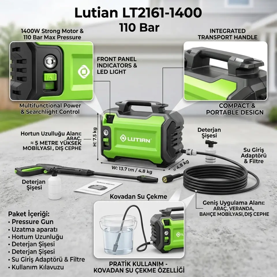 Lutıan Lt2161-1400 110 Bar 1400w Yıkama Makınesı