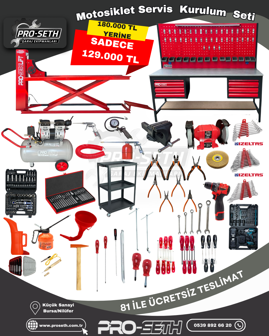 Motosiklet Tamirhane Servis Kurulum Seti