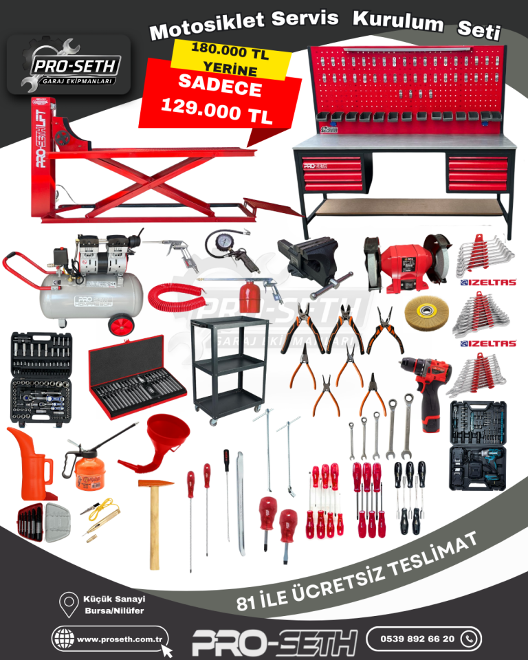 Motosiklet Tamirhane Servis Kurulum Seti