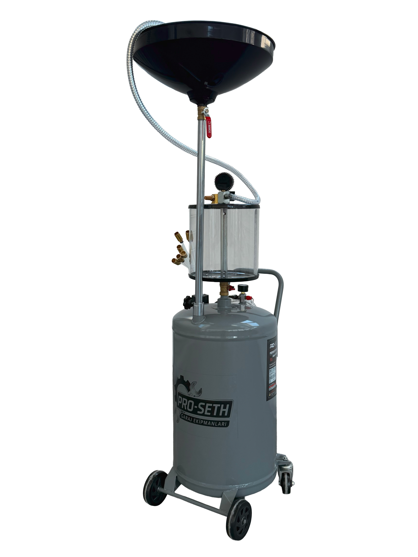 Pro-seth 70+10 Litre Kartelden Emme Havalı Yağ Boşaltma Tankı